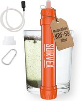 SURVEX Paille Filtrante d’Eau – Waterfilter 4000L – Filtre à Eau pour Survie & Plein Air – Sans BPA – Kit d’Urgence Domestique – Système Complet de Purification d’Eau – Gourde avec Filtration pour l’Extérieur – Bouteille de Survie – Couleur Orange