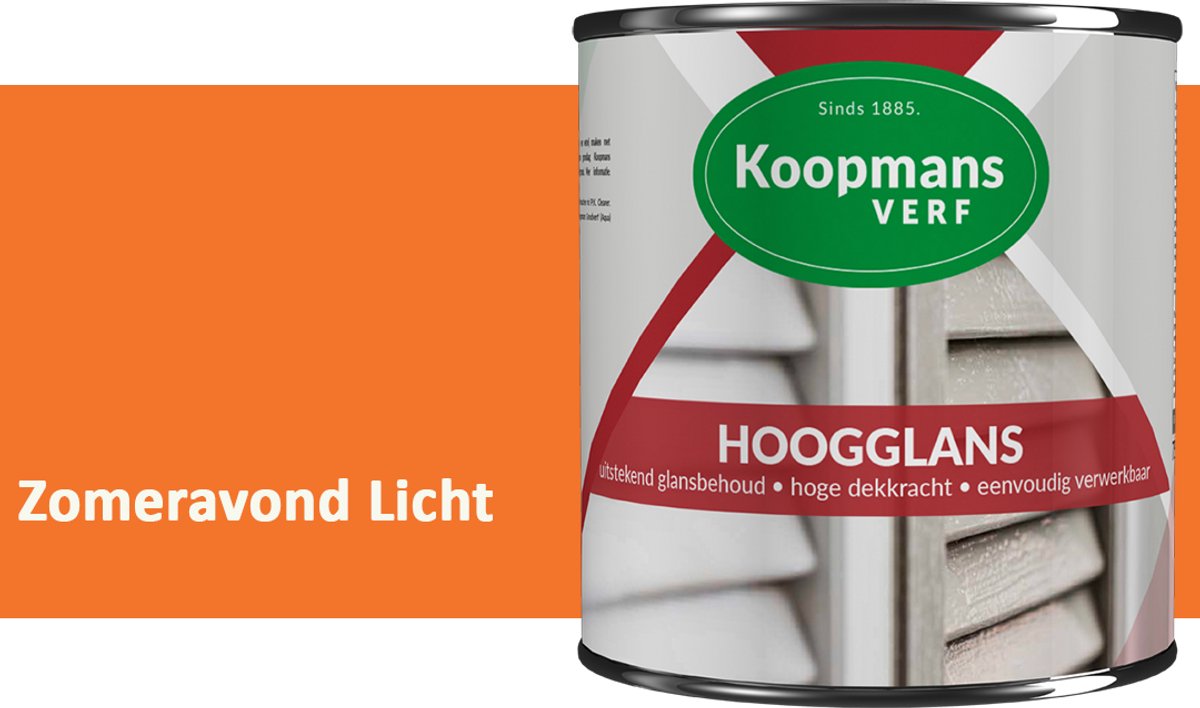 Koopmans Hoogglans Lakverf Binnen & Buiten – Voor Hout en Metaal – Krasvast – Hoge Dekkracht – Kozijnen, Deuren & Meubels – Zomeravond Licht – 1,5 l
