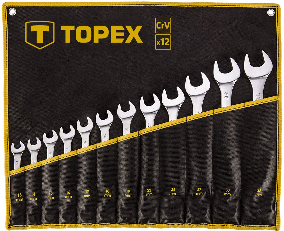 Topex Serie - Ringsleutelset - 13-32 mm - Chroom-Vanadiumstaal - 12-delig