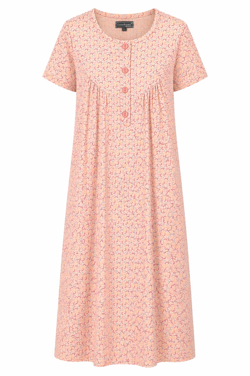 Cocodream Quality Cocodream - Klassiek nachthemd dames - Korte mouw - Peach - Lang model