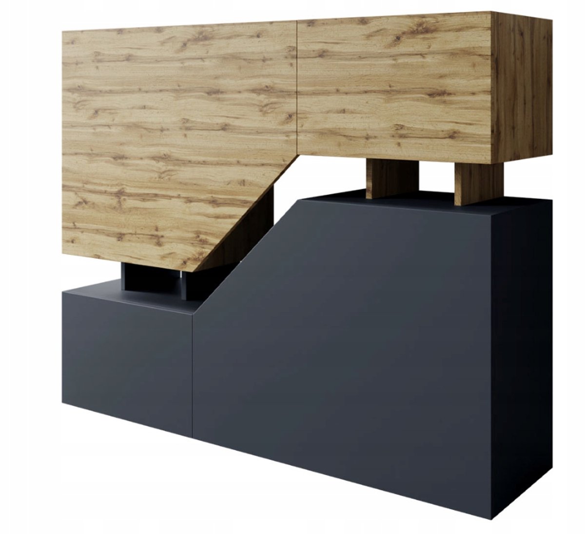 Lendo Double Serie - Opbergkast - Grafiet - Dąb Wotan - 120x100x35 cm