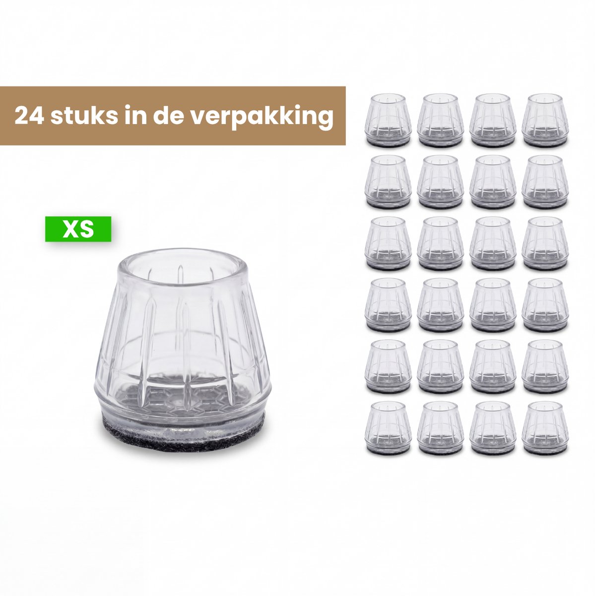 Baulk® - Stoelpoot beschermers – Stoelpootdoppen – Stoeldoppen – Transparant – Anti-kras – XS – 1.5cm tot 2cm
