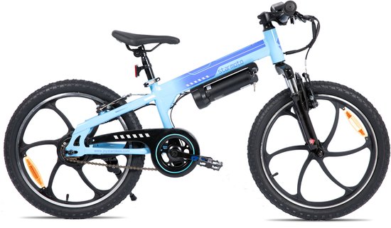 STARMOTO Radspur Elektrische Mountainbike - 20 Inch - 250W Motor - Vering Voorvork - Blauw — afbeelding 2