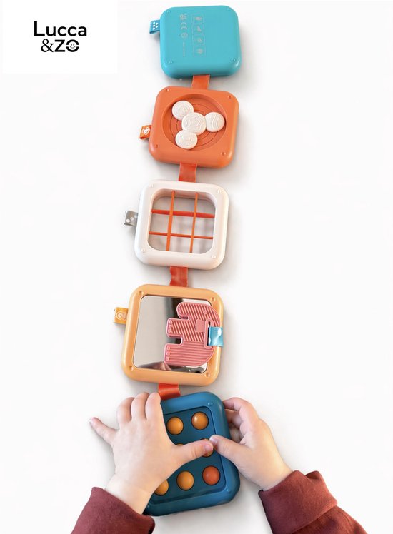 Activiteiten Kubus Opvouwbaar 7-in-1 - Montessori Speelgoed 18+ Maanden - Reisspeelgoed Baby & Peuter - Sensory & Motoriek Speelgoed - Educatief Busy Cube - Lucca & Zo® van Lucca &Zo — afbeelding 5