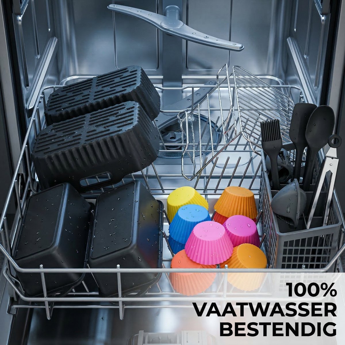 Somstyle Accessoires Set Geschikt voor Philips Dual Basket 3000 & 5000 Dubbele Airfryer - 23-Delig - Cup Cake Bakvorm - Heteluchtfriteuse Mandje - Zwart — afbeelding 6