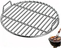 Ronde barbecuegrill - 28 cm - Barbecuepan - Roestvrijstalen barbecuegrill - Buitenbarbecue - Barbecuerooster - Grill - Duurzame en hittebestendige barbecuegrill - Rond - Zilver