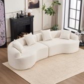 Canapé 4 places, canapé incurvé 4 places – Canapé modulaire moderne en chenille dans une boîte, confortable et peu encombrant pour le salon et l'appartement, aucun assemblage requis-Beige