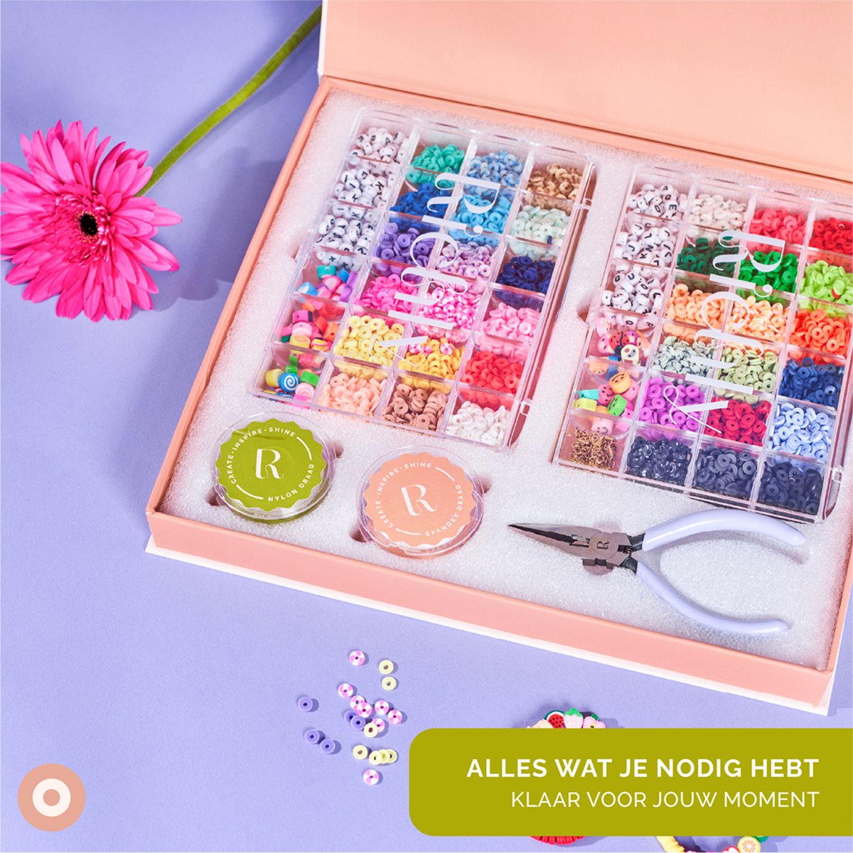 Richly® Katsuki Duo Kralen set - Armbandjes maken meisjes - gratis E-BOOK - Complete set & Premium Verpakking - 4500+ kralen - 8 Bedels & Gouden RVS-accessoires - Sieraden maken volwassenen - Letterkralen - Kralen ketting - Knutselen meisjes — afbeelding 11