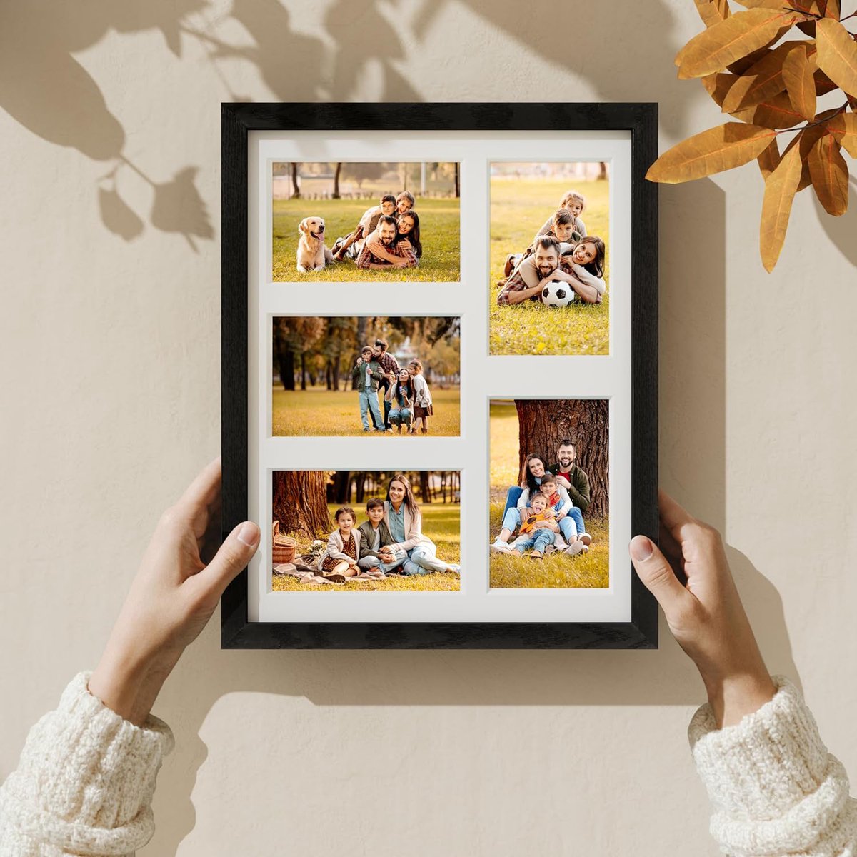 Homaxy - Fotolijst - Fotolijst - Kan 5 Foto's Van 9 x 14 cm Met Rand Of 1 Foto Van 27 x 34 cm Zonder Rand Weergeven - Moderne Stijl - Zwart