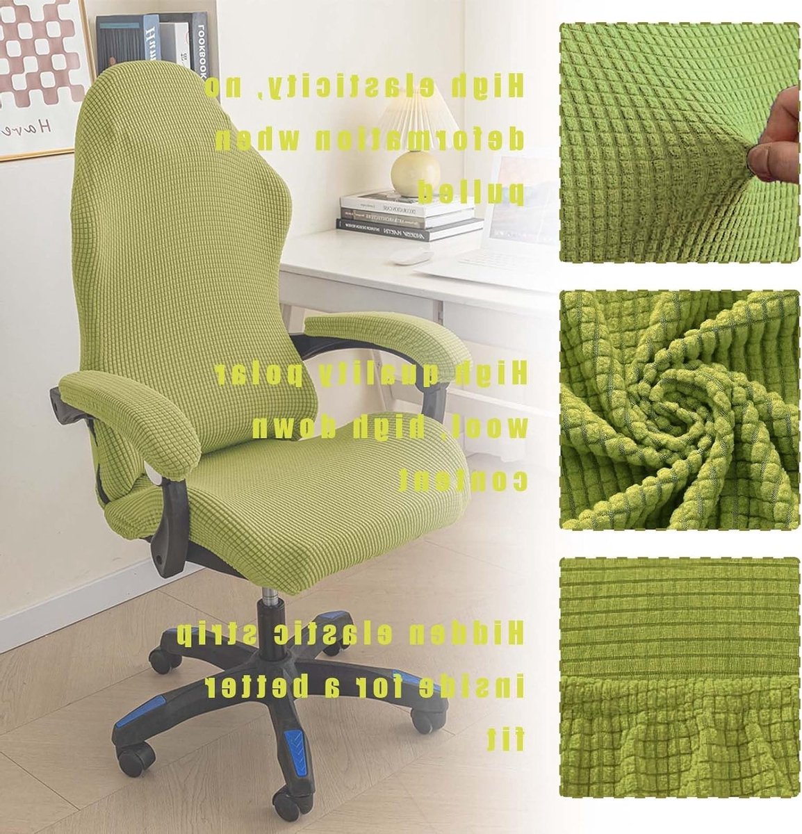 Wasbare Gaming Stoel Covers - Set van 4, Antislip, Geschikt voor Draaistoelen en Computerstoelen, Groen