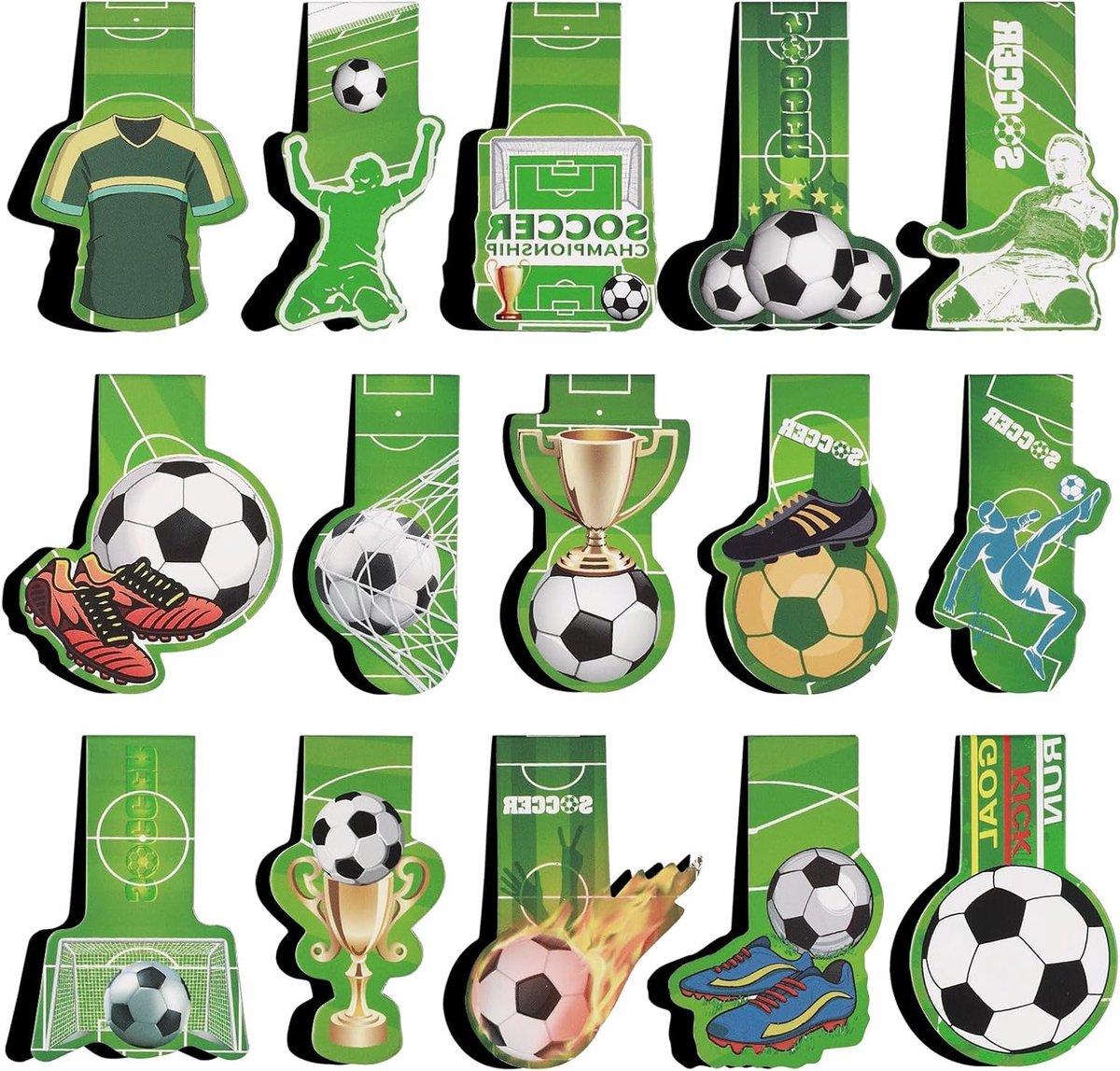 Magnetische Boekenleggers voor Kinderen - 15 Stuks - Voetbal Thema - Perfecte Cadeaus voor Jongens en Meisjes - Schooldag en Wereldbeker