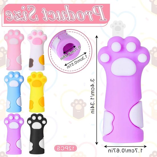 12 Stuks Breiaccessoires, Siliconen Stopper in Kattenpoot Vorm voor Breinaalden, Haaknaalden en DIY Projecten, Ideaal voor Puntbescherming en Creatief Breien van Merkloos — afbeelding 5