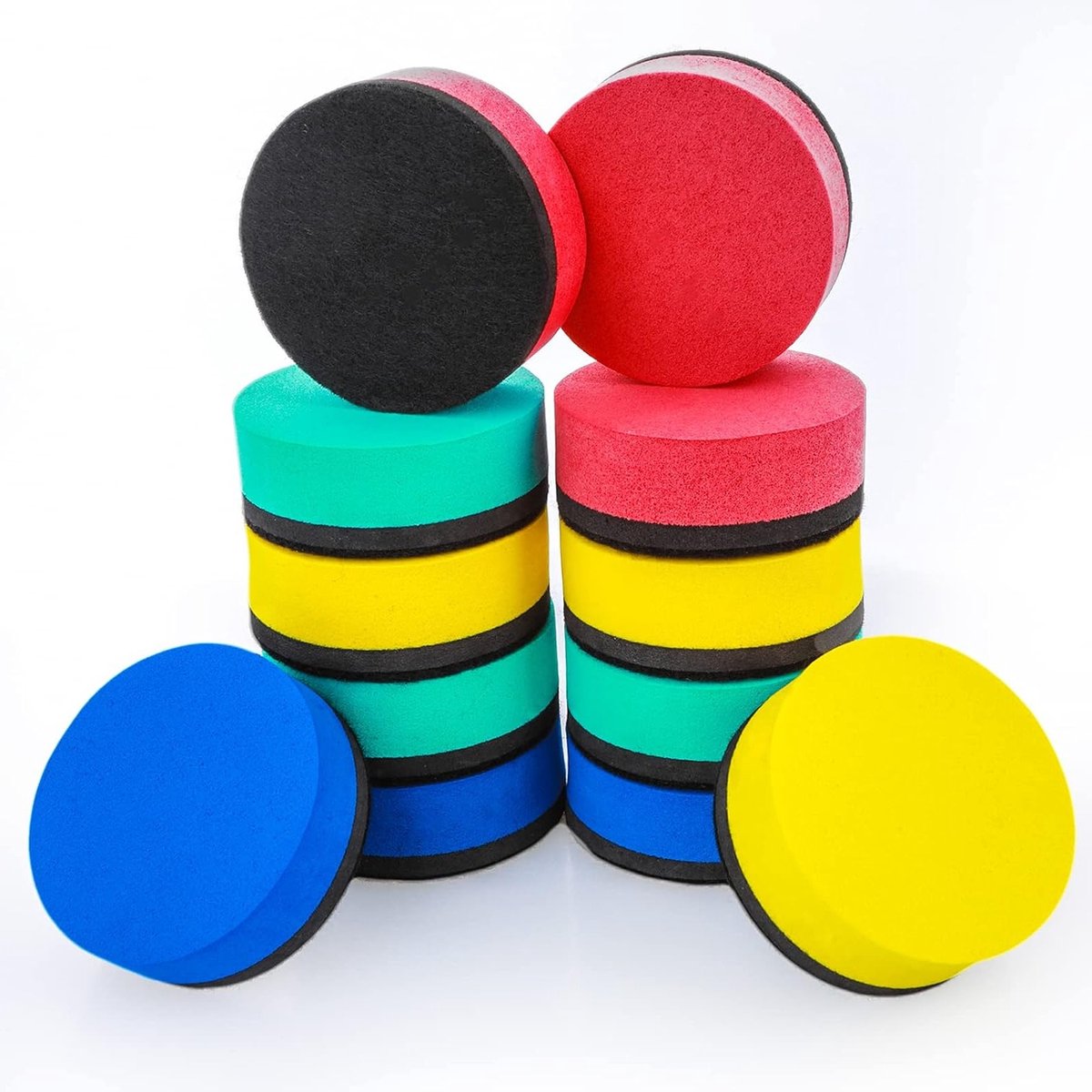 12 Stuks Magnetische Whiteboard Wisser met Dikke Viltpad - Mini Droogwisser voor Droogveegborden en Schoolborden in 4 Kleuren voor Thuis en Kantoor