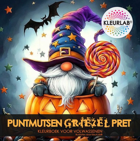 KleurLab - Puntmutsen Griezel Pret - Kleurboek voor Volwassenen - 21 x 21 cm - 60 kleurplaten - Enkelzijdig Bedrukt