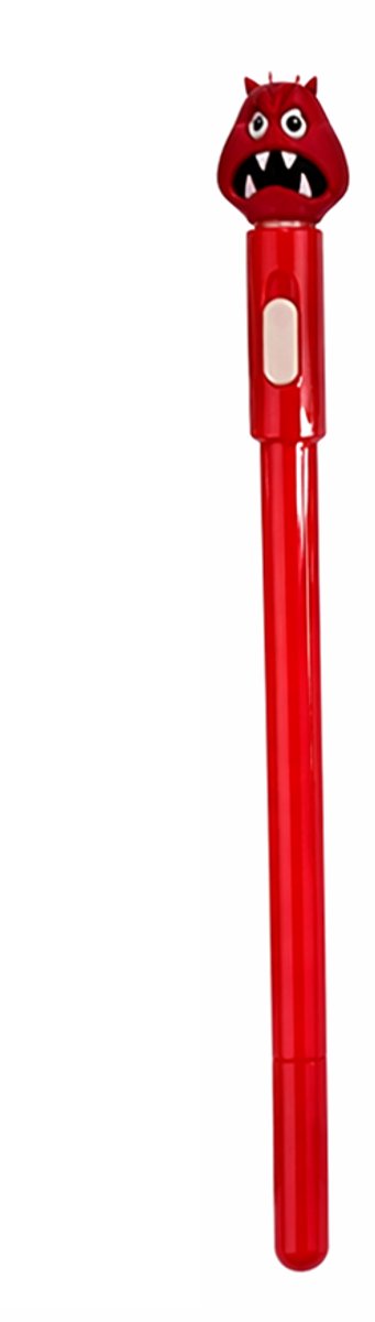 Griezelige Monster Pen Rood - Lichtgevende Gadget met Hoorns - LED Uitdeelcadeautje