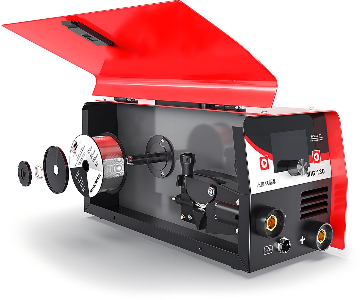 Vector Welding MIG Lasapparaat Set - 130A - Inclusief Lasdraad & Bikhamer met Staalborstel – foto 2