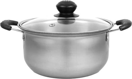SnelShoppen - Kookpan 18cm - Stoofpan, Melkpan, Soeppot, Bakpan met Glazen Deksel, Antiaanbaklaag, Multifunctionele Kookpan voor Keuken en Huiskamer