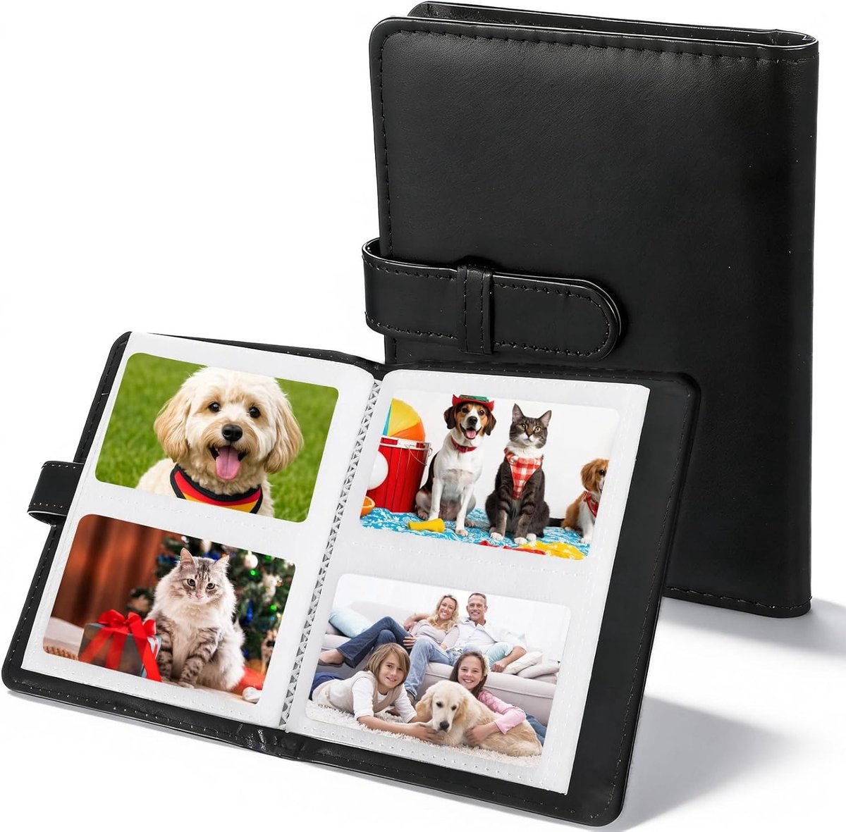 Klein DIY Fotoalbum 6 x 9 cm met 64 Compartimenten - Mini Invoegalbum voor Bruiloften, Baby's en Reizen met PU Leren Kaft