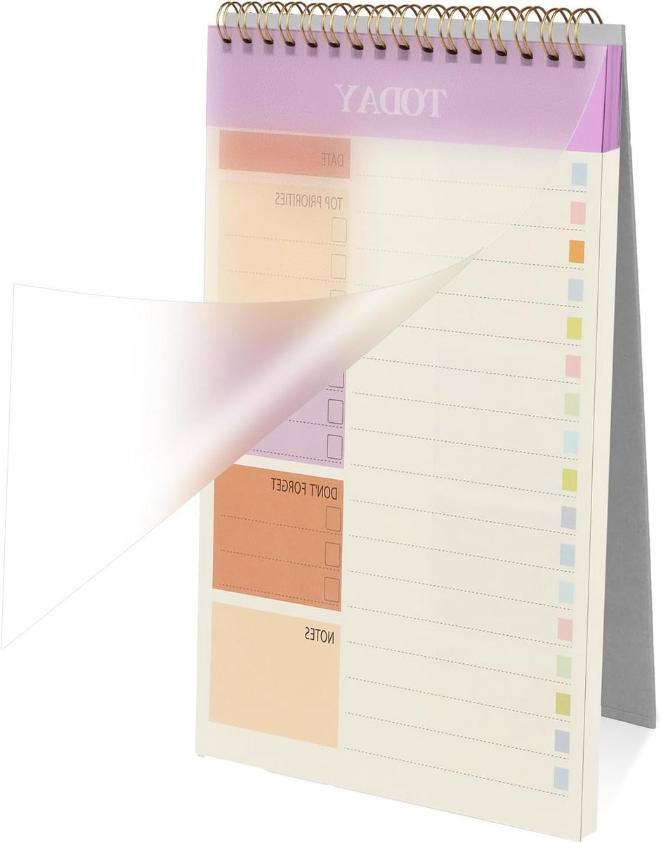 Wekelijkse Planner A5 met 52 Scheurbladen, Ongegraveerde Dagelijkse To-Do Lijst en Organisatiehulp in Paars voor Efficiënte Planning