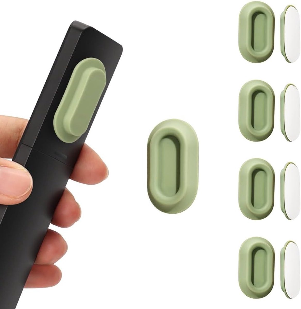 Magnetische Silicone Afstandsbediening Houder, 4 Stuks, Wandorganizer voor Curved Afstandsbedieningen met Nieuwe Ingebouwde Sleuf voor Veilige Grip (Matcha Groen)