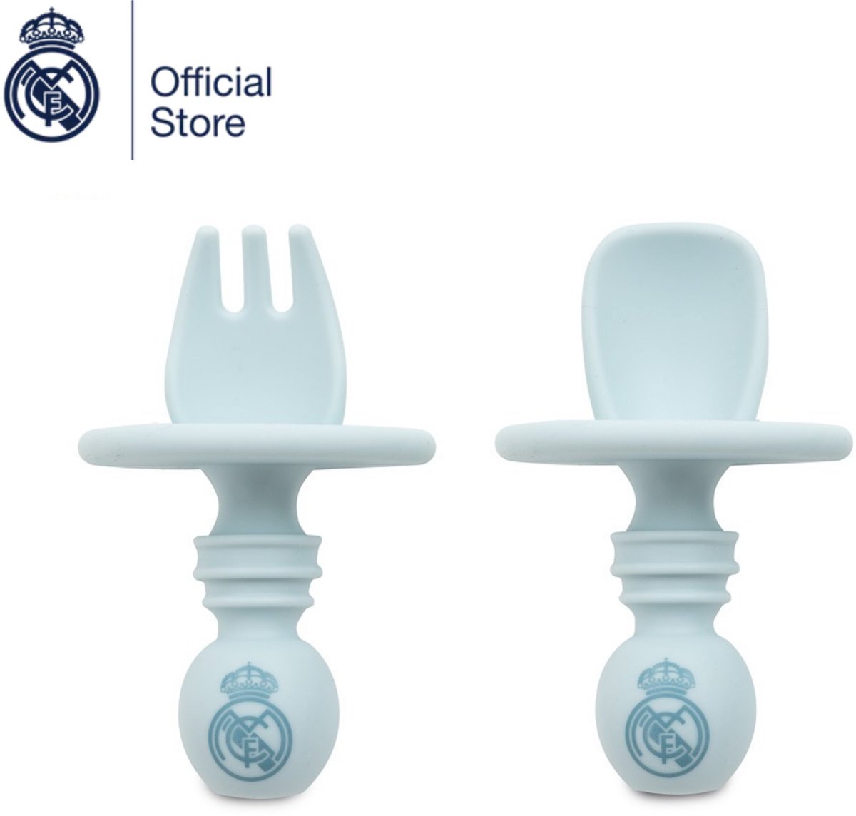 REAL MADRID™ siliconen bestekset - blauw - 4+ maanden - BPA-vrij