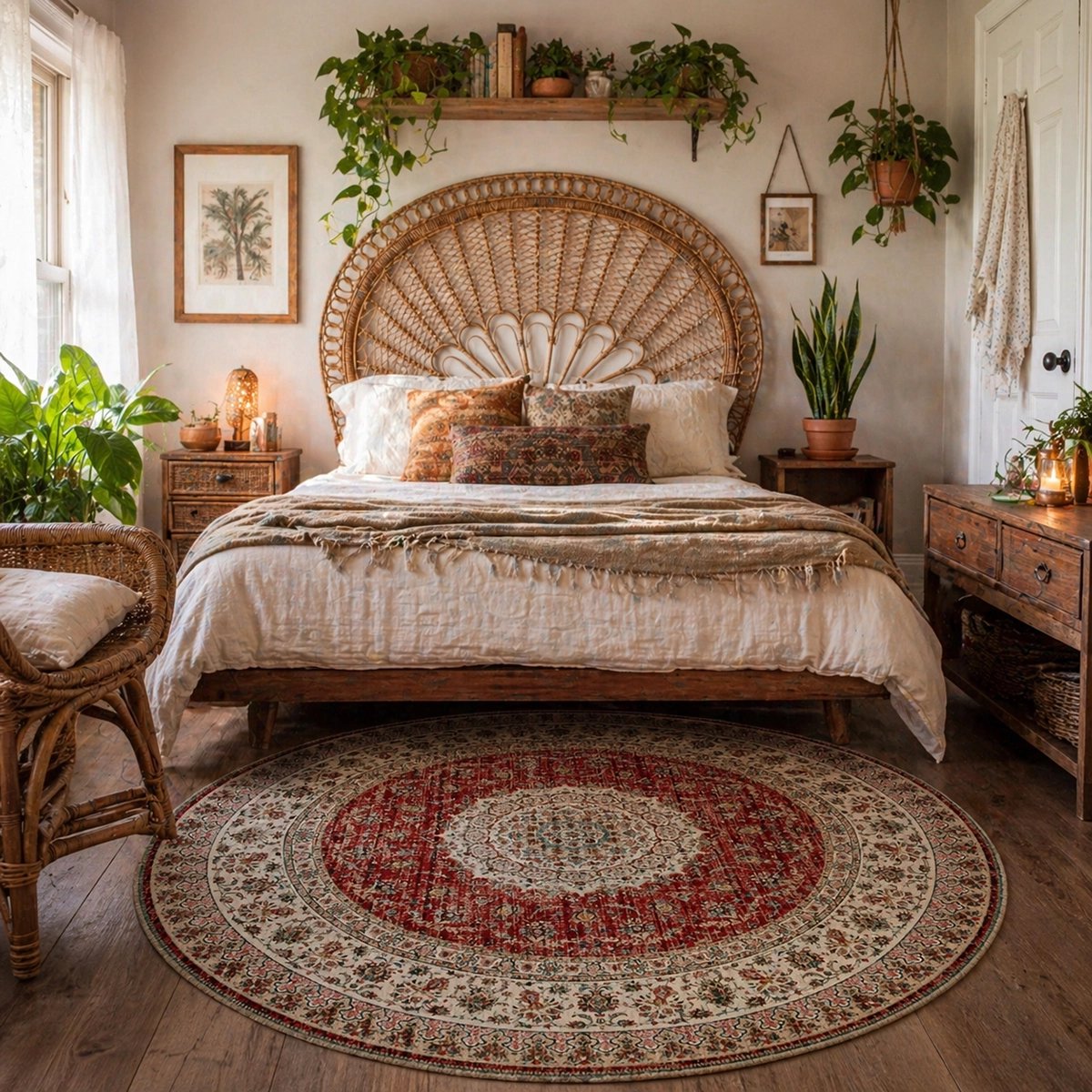 Lavandoux - Vloerkleed - Erfoud - Crème en Terracotta - Rond - Ø120 cm