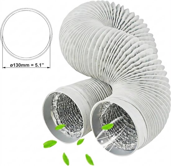 Afvoerslang Airco Ø130mm 3 Meter – Flexibele Ventilatie Slang – Voor Mobiele Airco, Afzuiging & Luchtafvoer