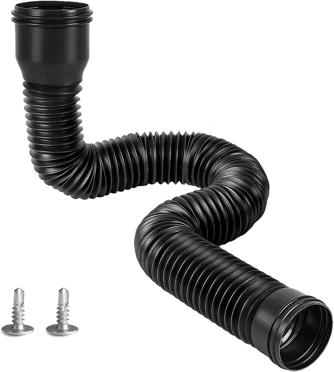 Verlengbare regenafvoer voor dakgoten, flexibele buis voor regenwaterafvoer, 80/100 mm, 47-150 cm, zwart, 1 stuk