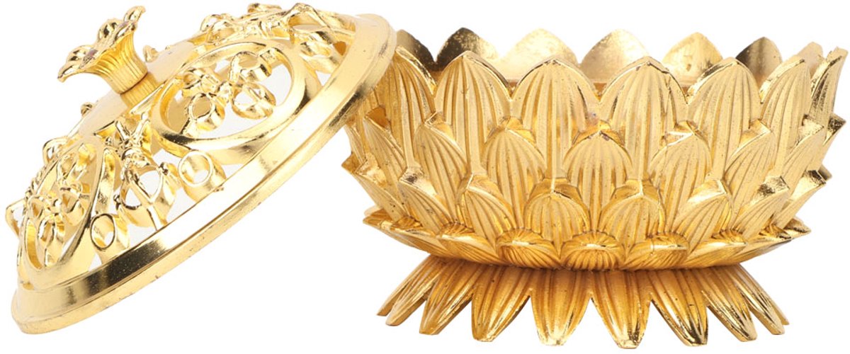 Wierookbrander van legering met bloemvormige voet, boeddhistische benodigdheden voor huisdecoratie (goudkleurig)