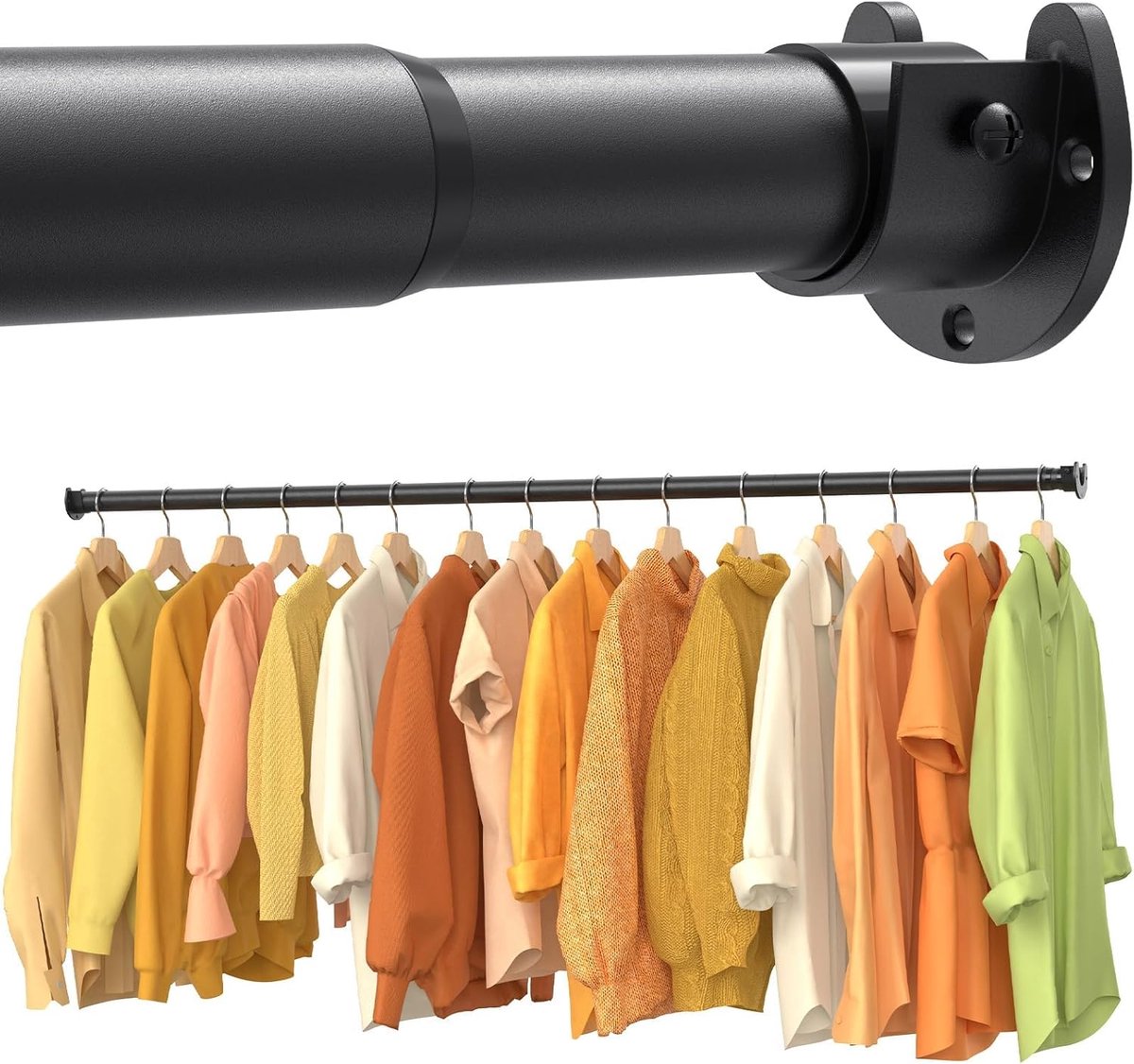 Kledingroede - Kledingstang uitschuifbaar - Garderobestang - Verstelbaar - Telescopisch - Voor kledingkast, inloopkast en waskamer - 43 tot 108 cm - Zwart