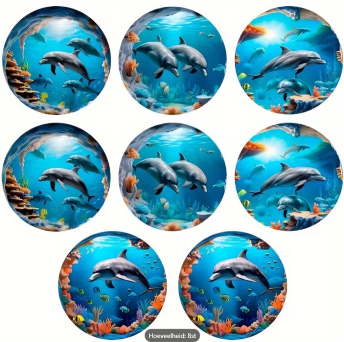 Onderzetters dolfijnen triplex hout – set van 8