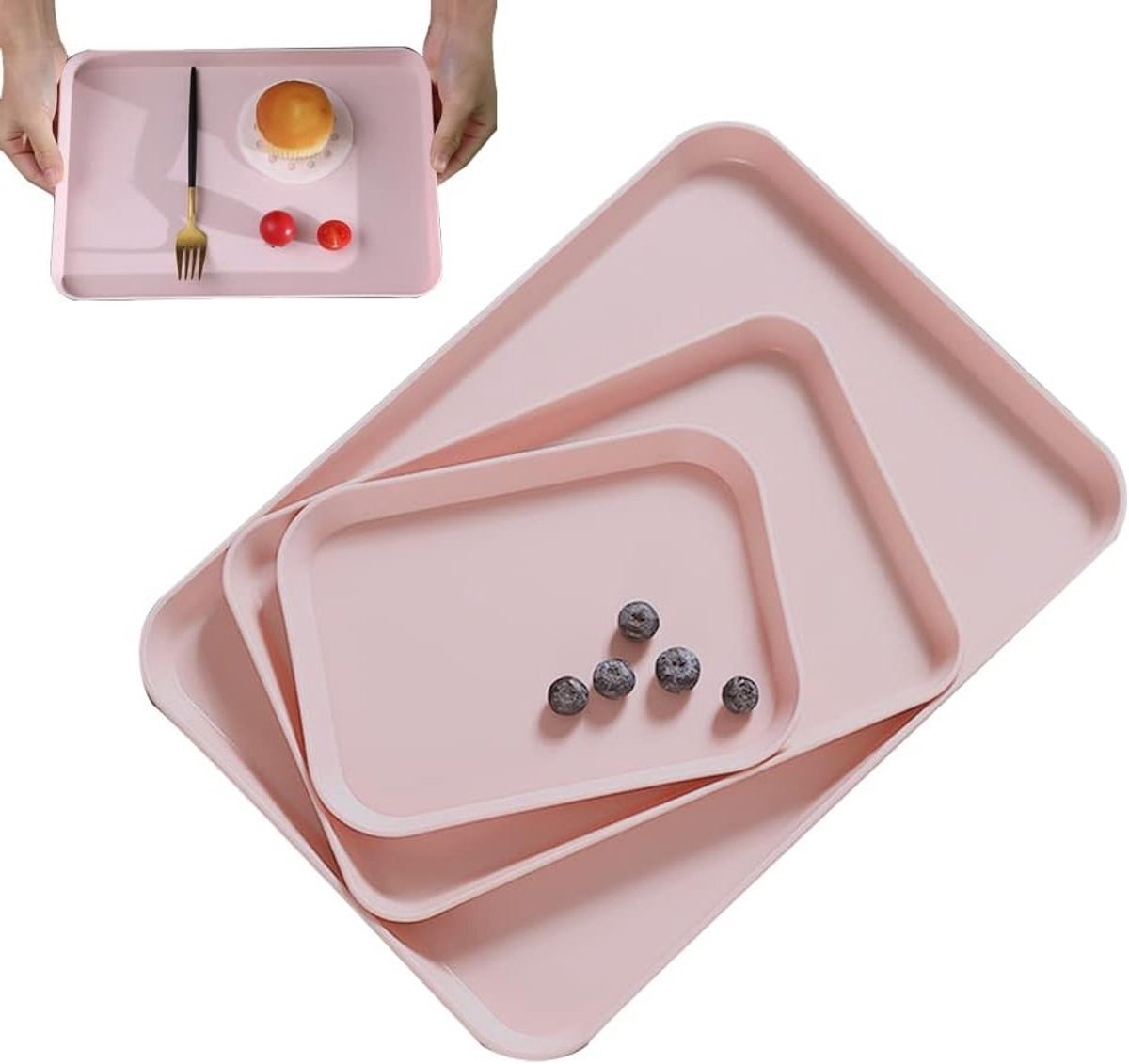Rechthoekig Roze Antislip Dienblad voor Keuken en Eetkamer