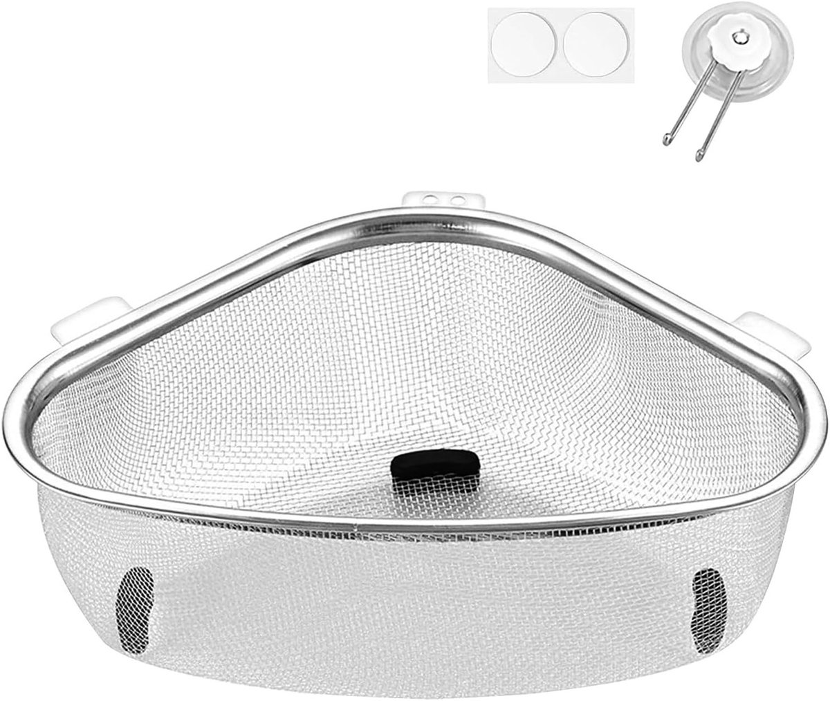 RVS afvoerzeef voor keuken, duurzame filtermand en afvoerbak, ideaal voor drainagesystemen (22 x 15.5 x 8 cm)