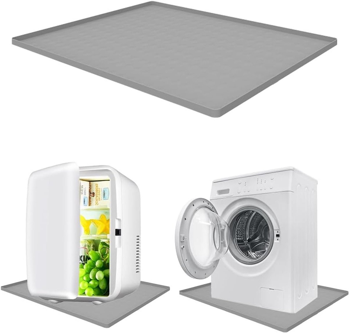 Antislip Koelkastmat met Verhoogde Rand, Silicone Drip Tray voor Koelkastbescherming, Grijs, Ideaal voor Voedsel en Vlekkenpreventie
