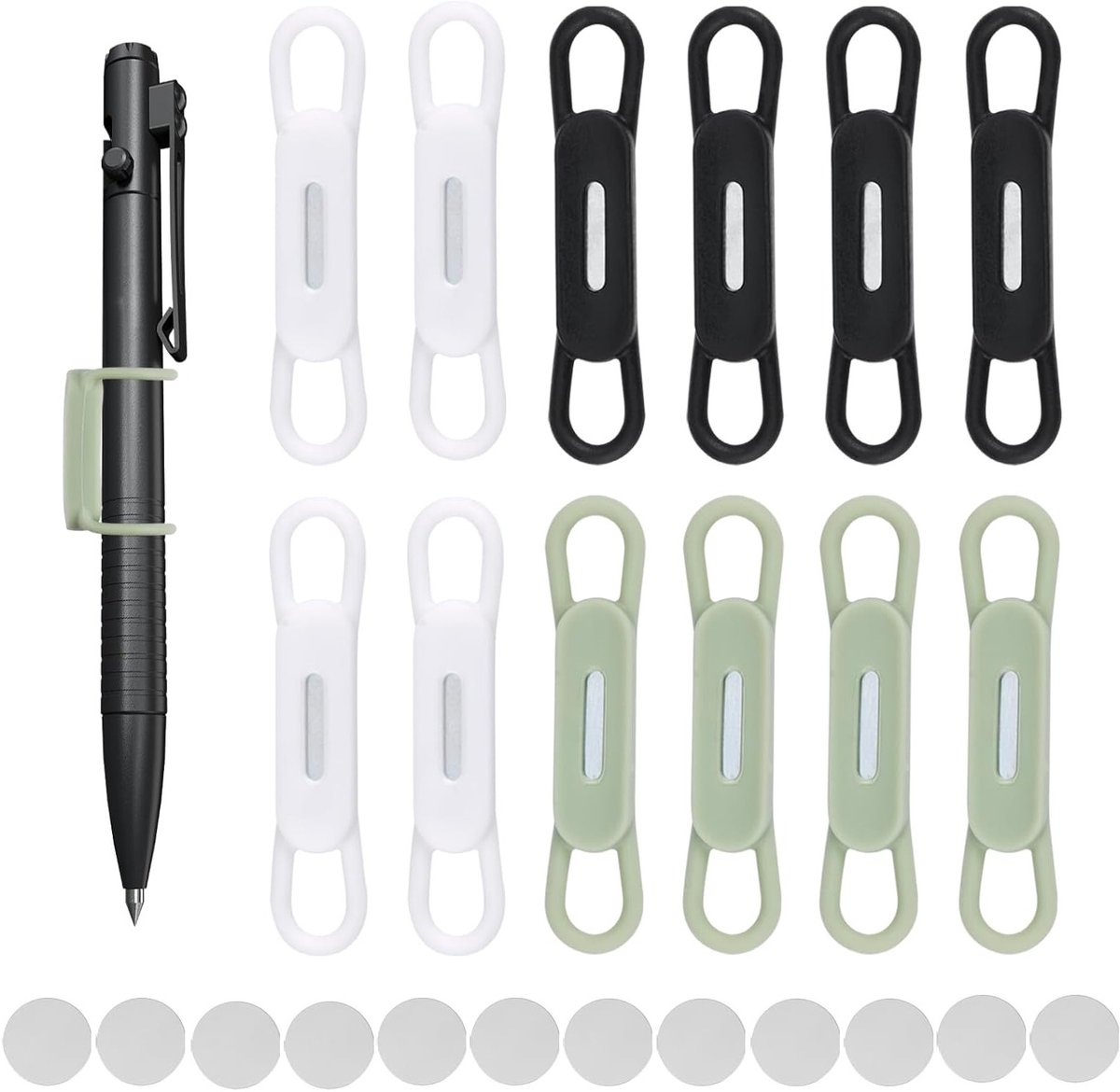 12 Stuks Magnetische Siliconen Penhouders en Clips, Verstelbare Penlus, Sterke Multi-kleurige Siliconen Pencilhouder voor Koelkast en Whiteboards, Creatief Kantooraccessoire