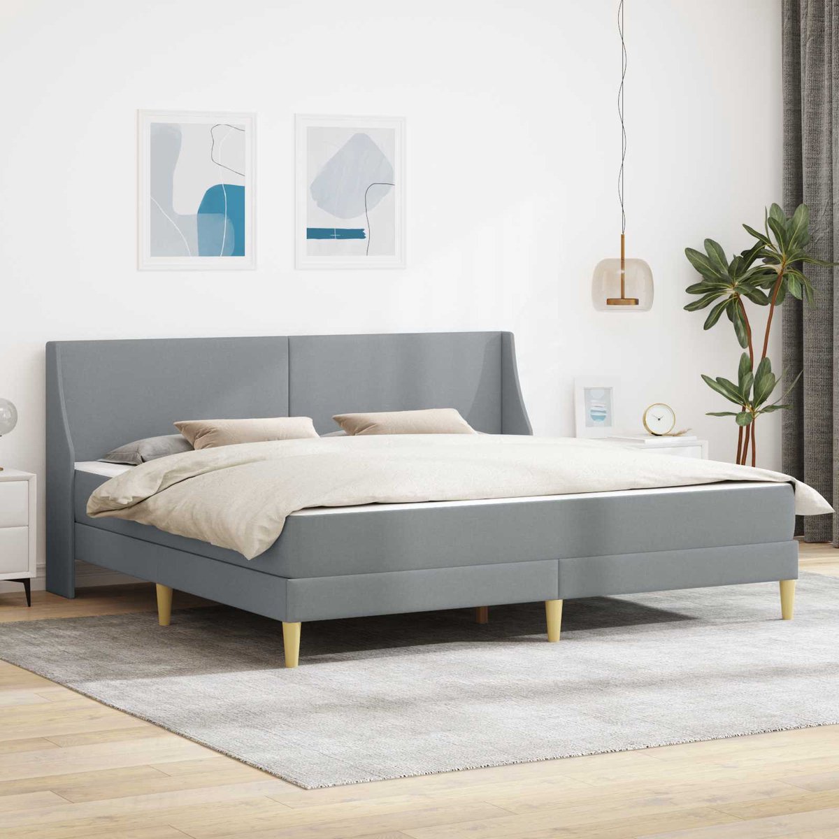 vidaXL - Bedframe - met - matras - met - hoofdeinde - Polyester