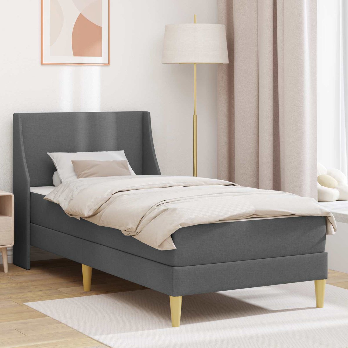 vidaXL - Bedframe - met - matras - met - hoofdeinde - Polyester