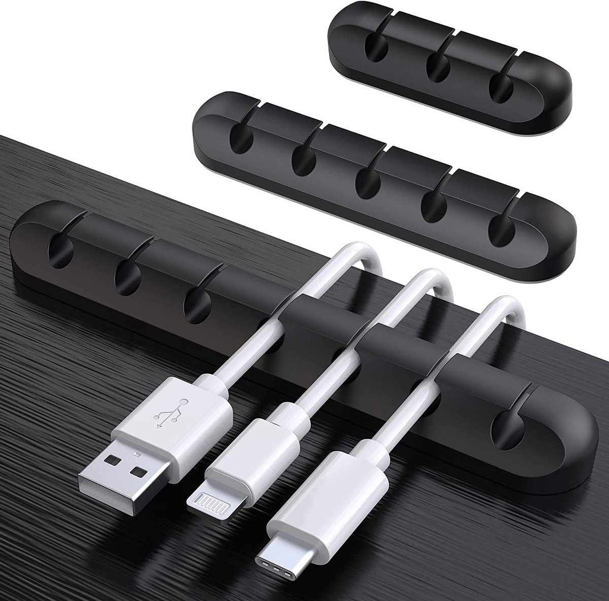 3-Pack Kabelhouder Clips voor Kabelbeheer, Zelfklevende Organiser voor USB Oplaadkabels, Muiskabel en Stroomkabels in Kantoor en Thuis