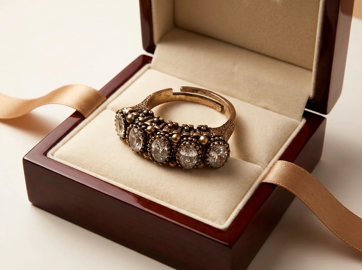 Dorvina Bronzen Sieraad Authentiek Diamant Kesim 5 SiraTasli Verstelbaar Vintage Dames Ring
