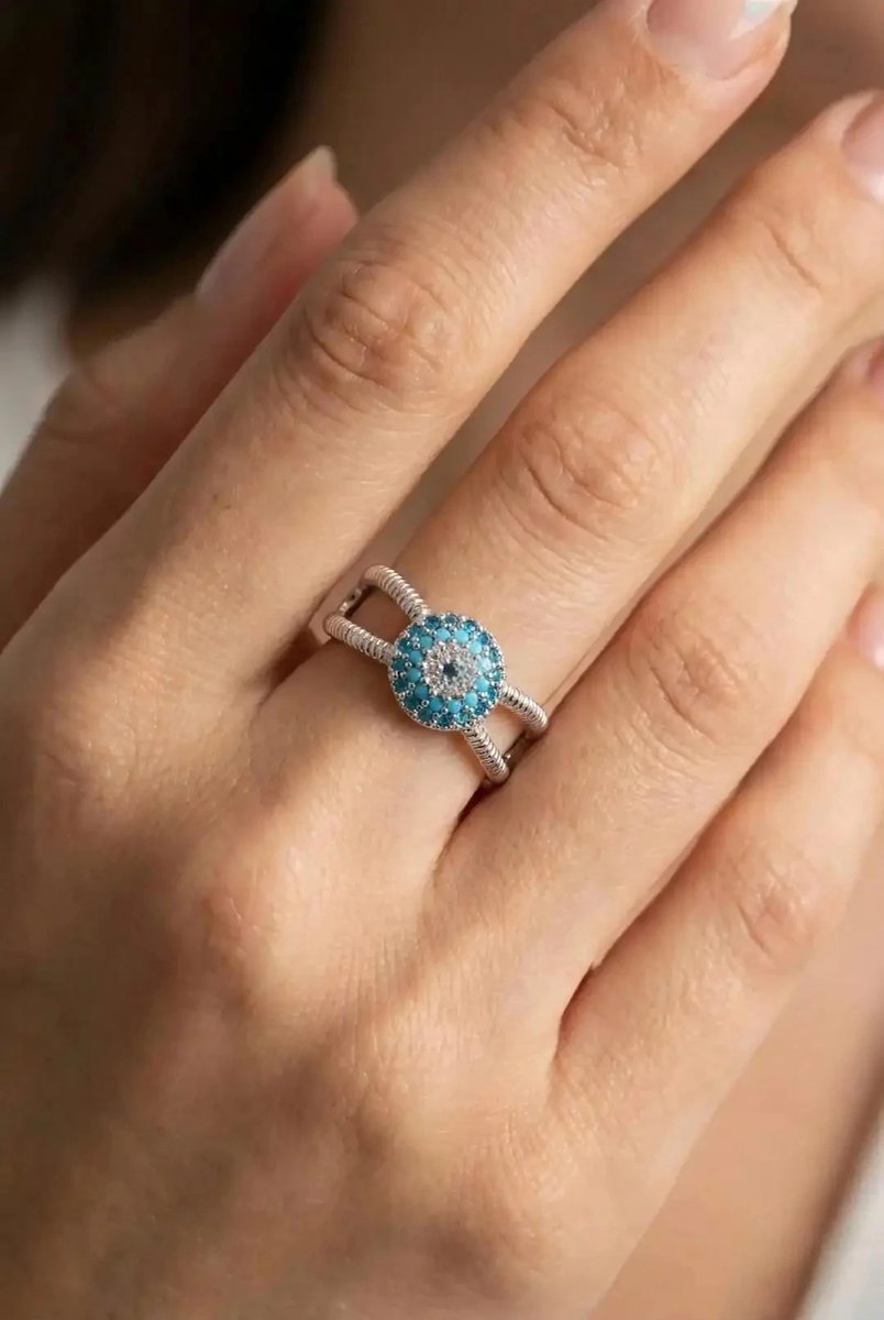 Dorvina Zilverkleurig Boze Oog Model Dames Ring Verkleurt Niet | Stijlvol en Duurzaam Sieraad