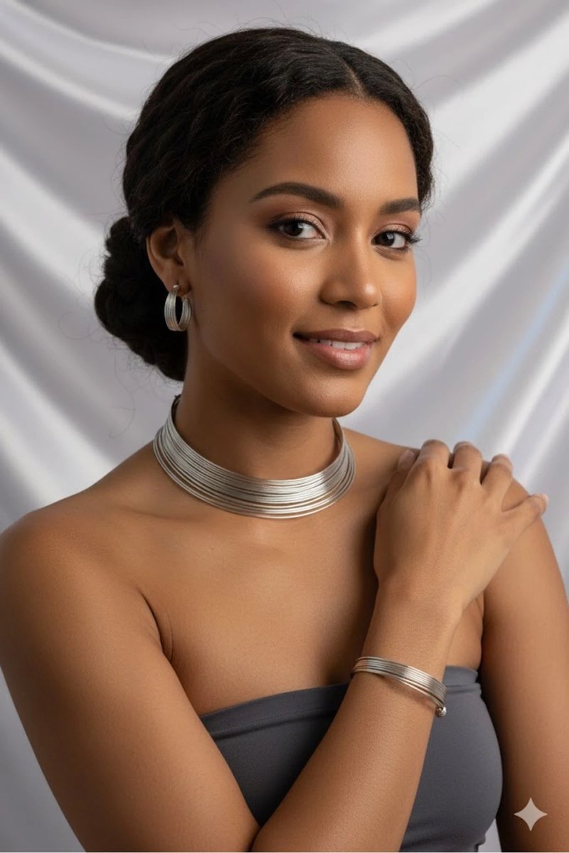 Dorvina Messing Zilverkleurig Ketting Oorbellen Armband Set Verkleurt Niet | Stijlvol en Duurzaam Sieraad
