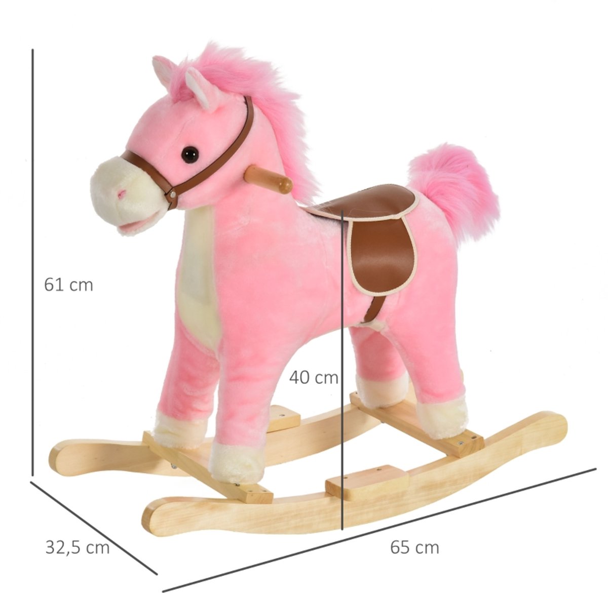 Knuffel Schommelpaard - Roze - Geluid En Muziek