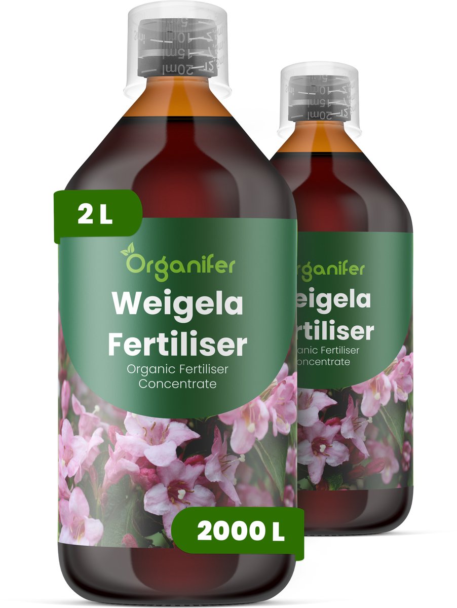 Vloeibare Meststof Voor Weigela - 2X1 L Voor 2000 L - Npk 2-1-8 - Bevordert Rijke Bloei En Sterke Knopontwikkeling - Verbetert Bladkleur En De Totale Sierwaarde - Versterkt Stengels En Verbetert De Plantstructuur - Organifer
