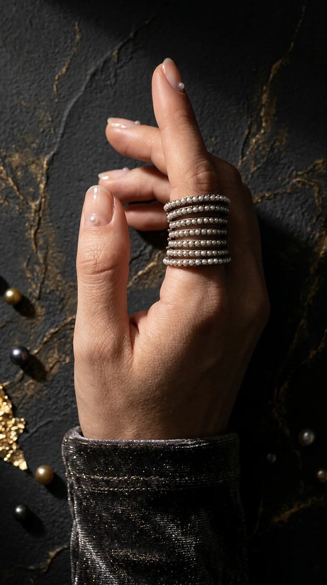 Dorvina Bronzen Dames Ring Antiek Sieraad Minik Parel Bewerkt 7 Rij Lang Verstelbaar Vintage Ring