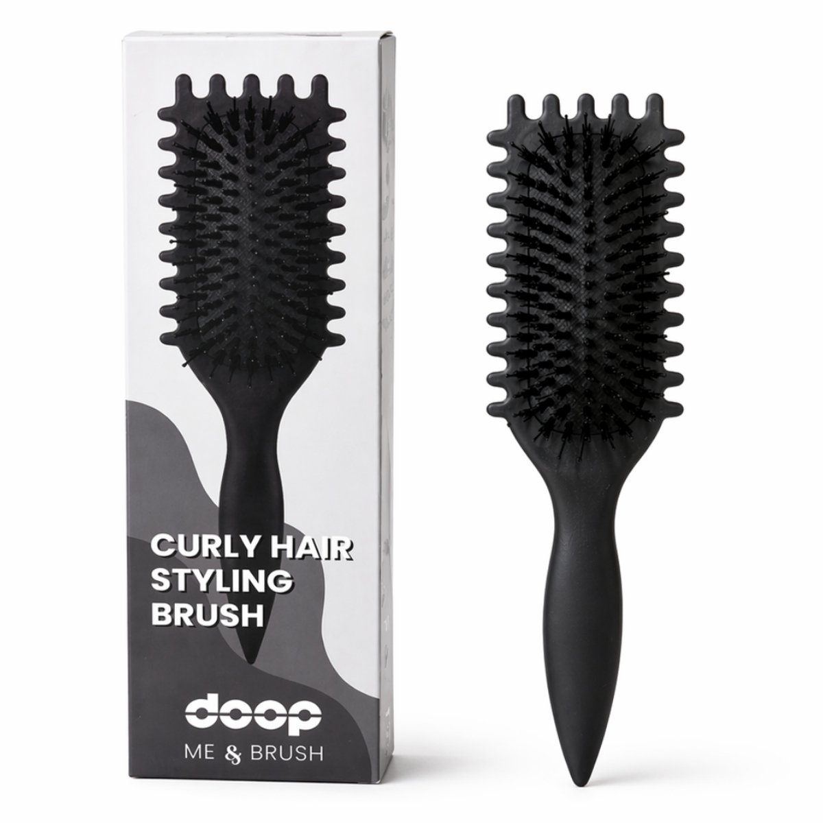 doop - Me & Brush Curly Hair Styling Brush Zwart - Haarborstel - Krullen borstel - Ideaal voor meer volume