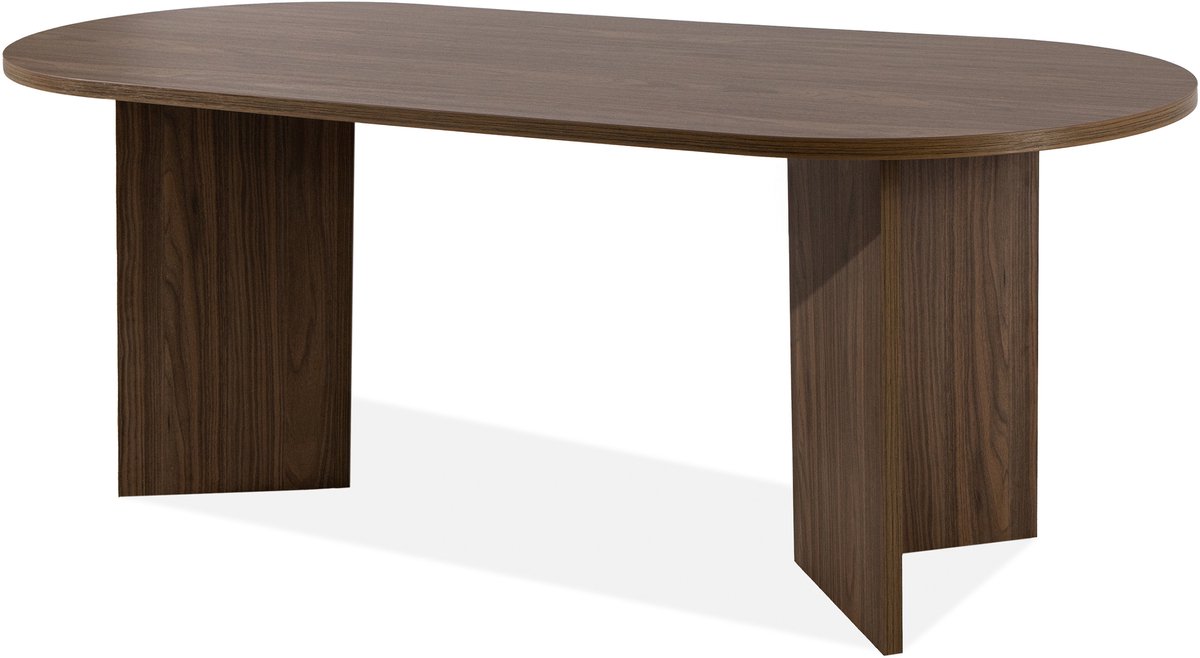 KONSIMO® FABER - Eettafel - 6 persoons - Ovaal - 204x90 cm - Donkere walnoot