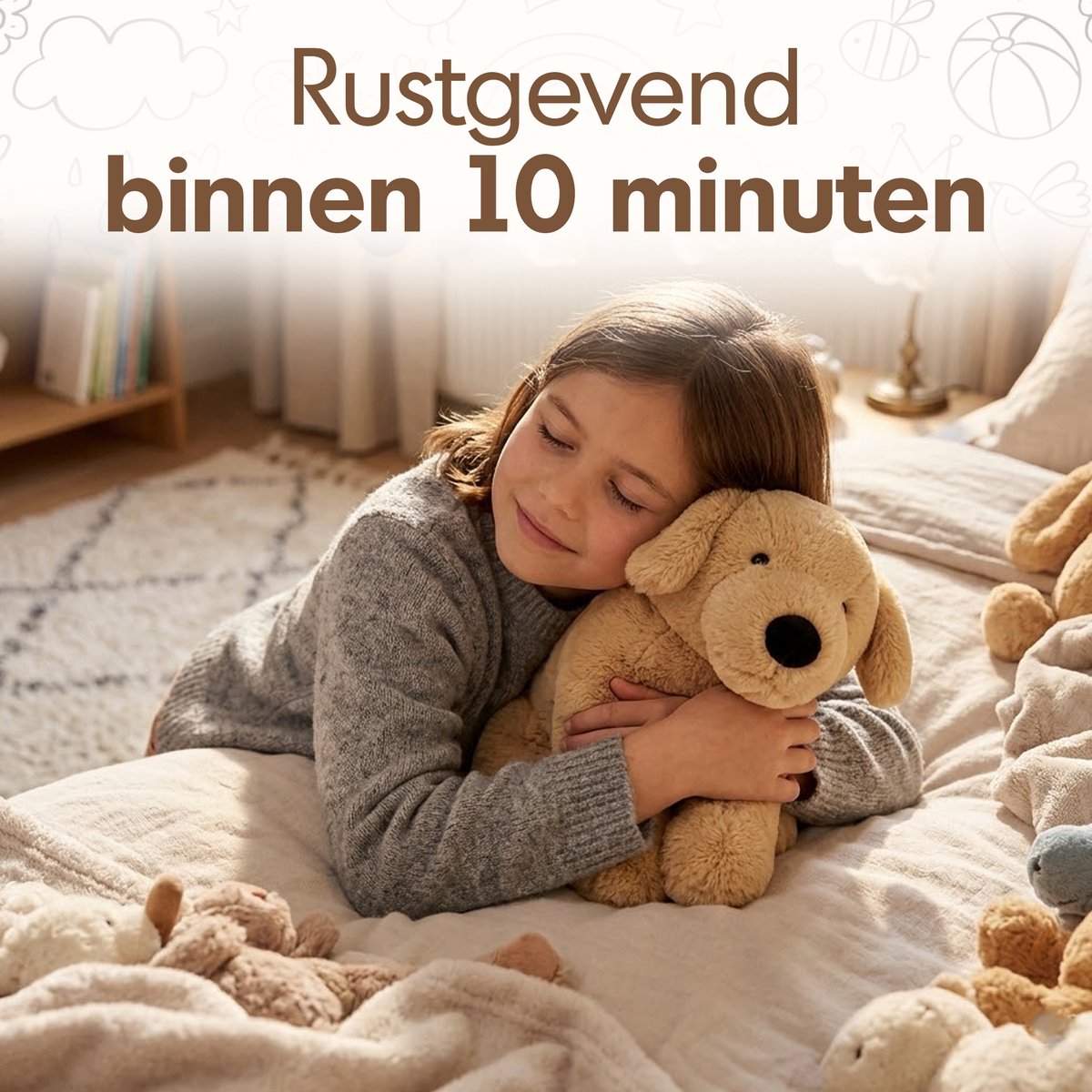 LunaGood® Verzwaringsknuffel hond - Volwassenen & kinderen - 50cm/2.4kg - Verzwaarde knuffel - Weighted stuffed animal - Plushie - Kalmerend - Anti-stress - ADHD - Autisme — afbeelding 6