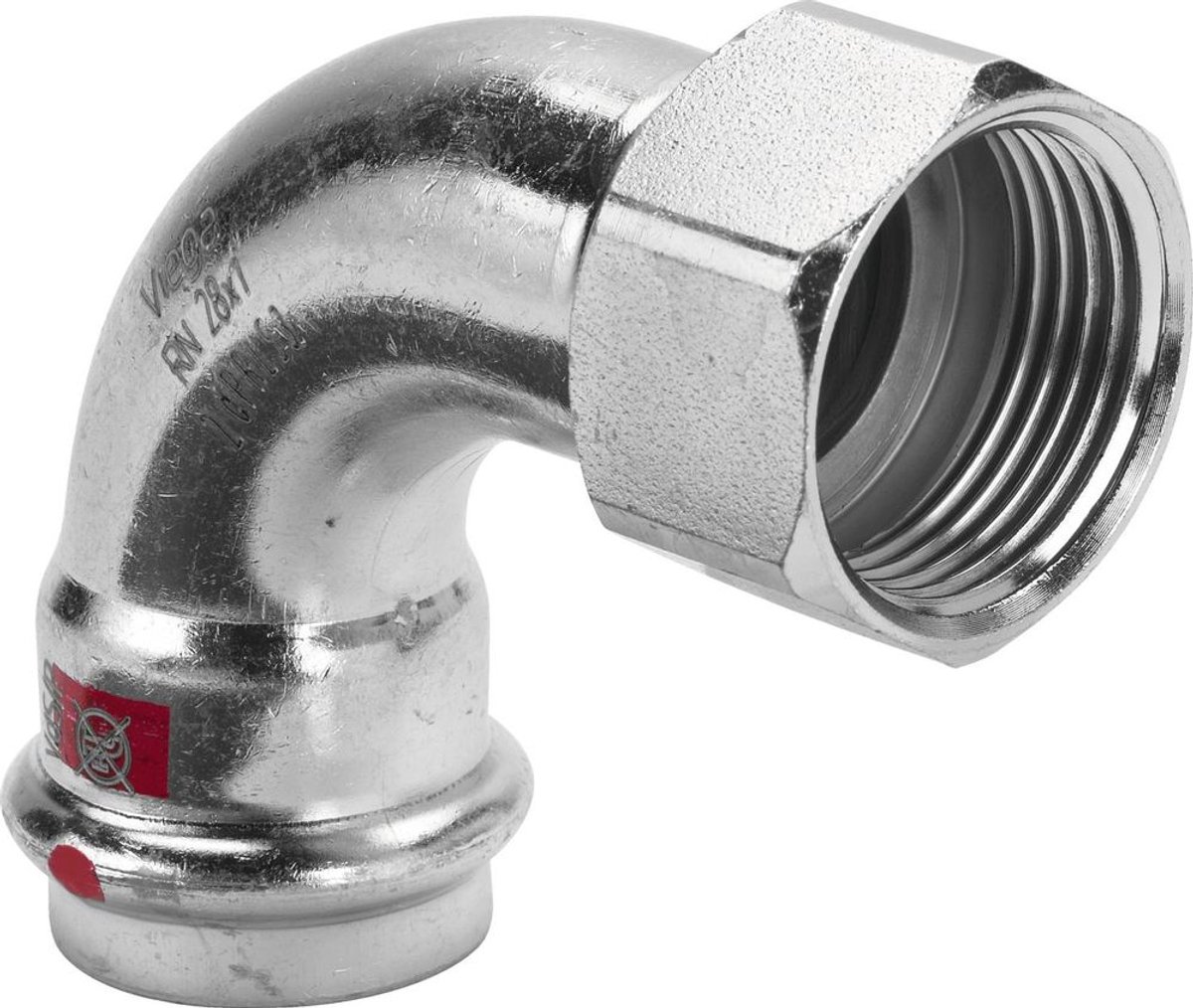 Viega Prestabo-overgangsbocht 90 graden, d 22mm, Rp 1/2 staal ongelegeerd, verzinkt Model 1114.5, 704650