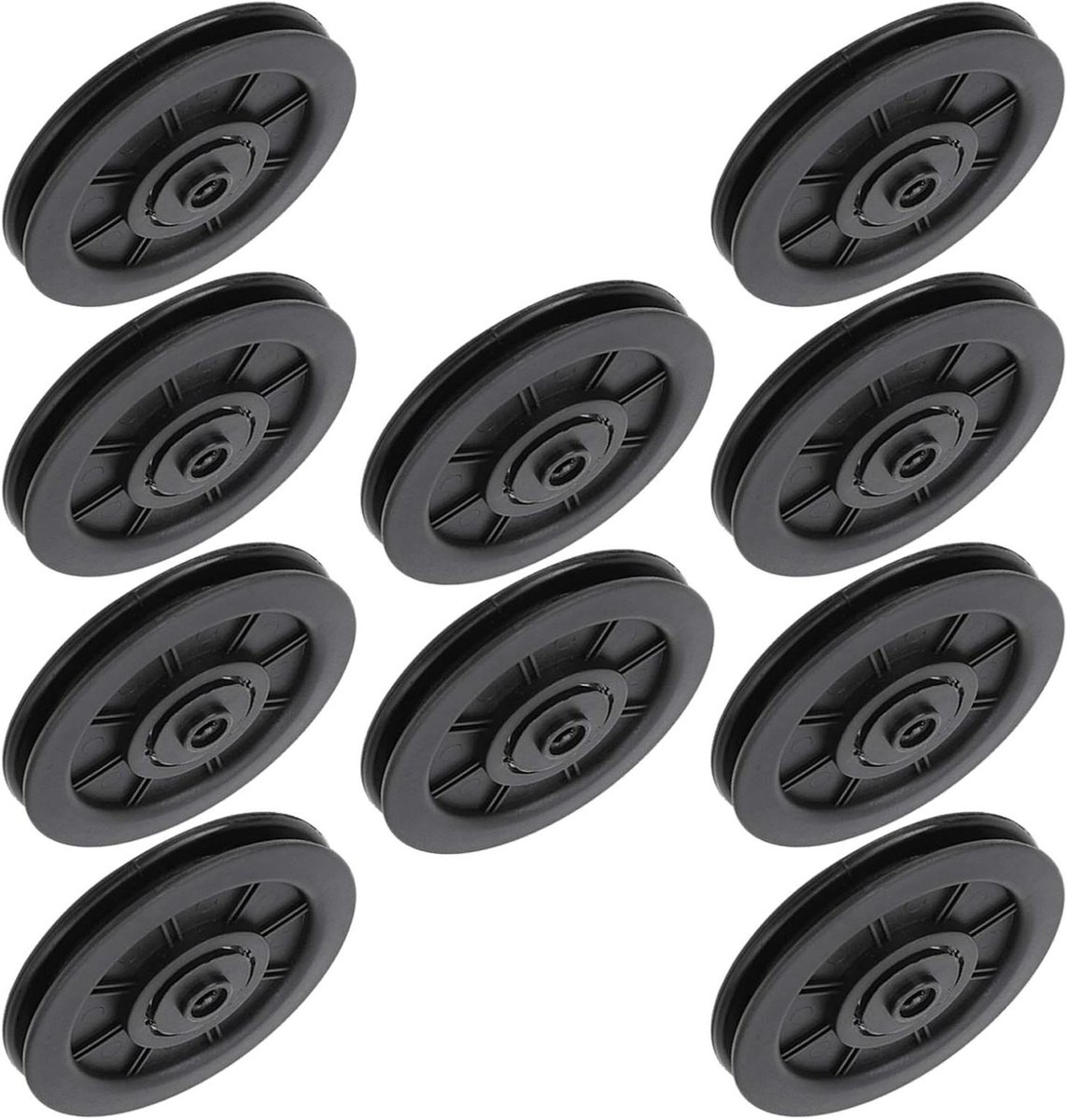 Universele Katrolwielen - Lager Poeliewielen - Fitness Apparatuur - Duurzaam Nylon - 10 Stuks - Zwart