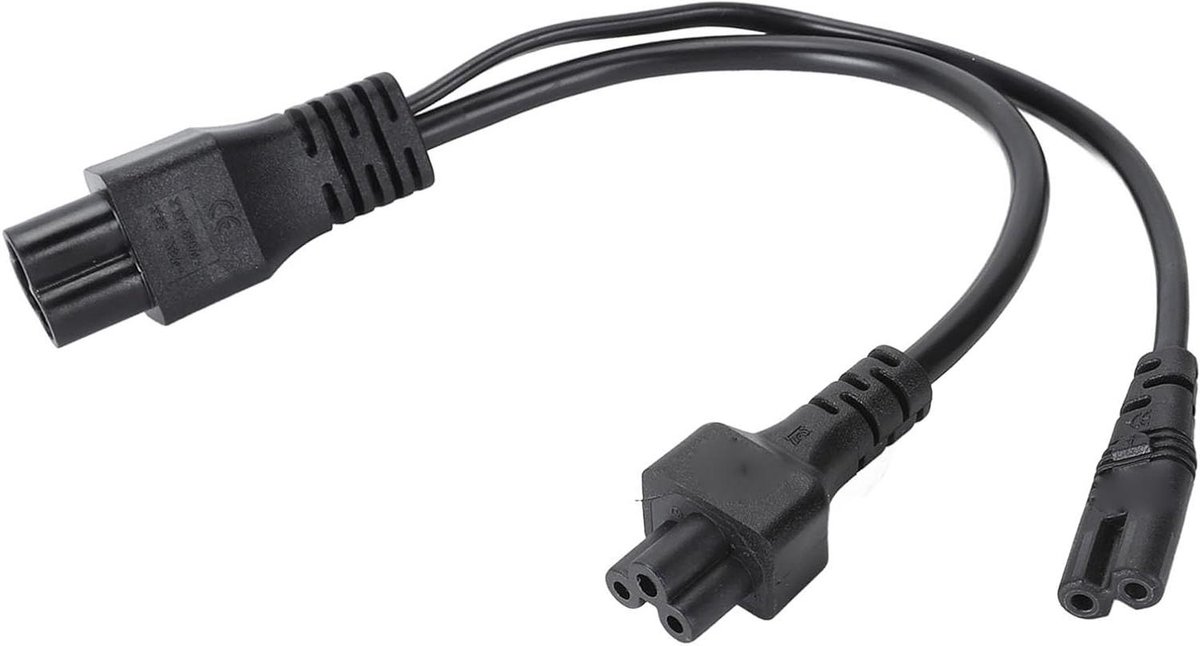 Stroomkabel Splitter - Y-Adapter - Apparaten Aansluiten - 1 In 2 Uit - 30cm - Zwart